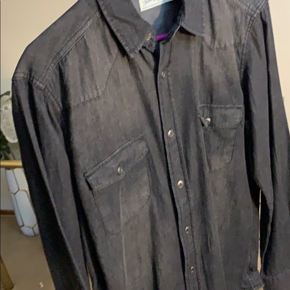 long sleeve button down black shirt